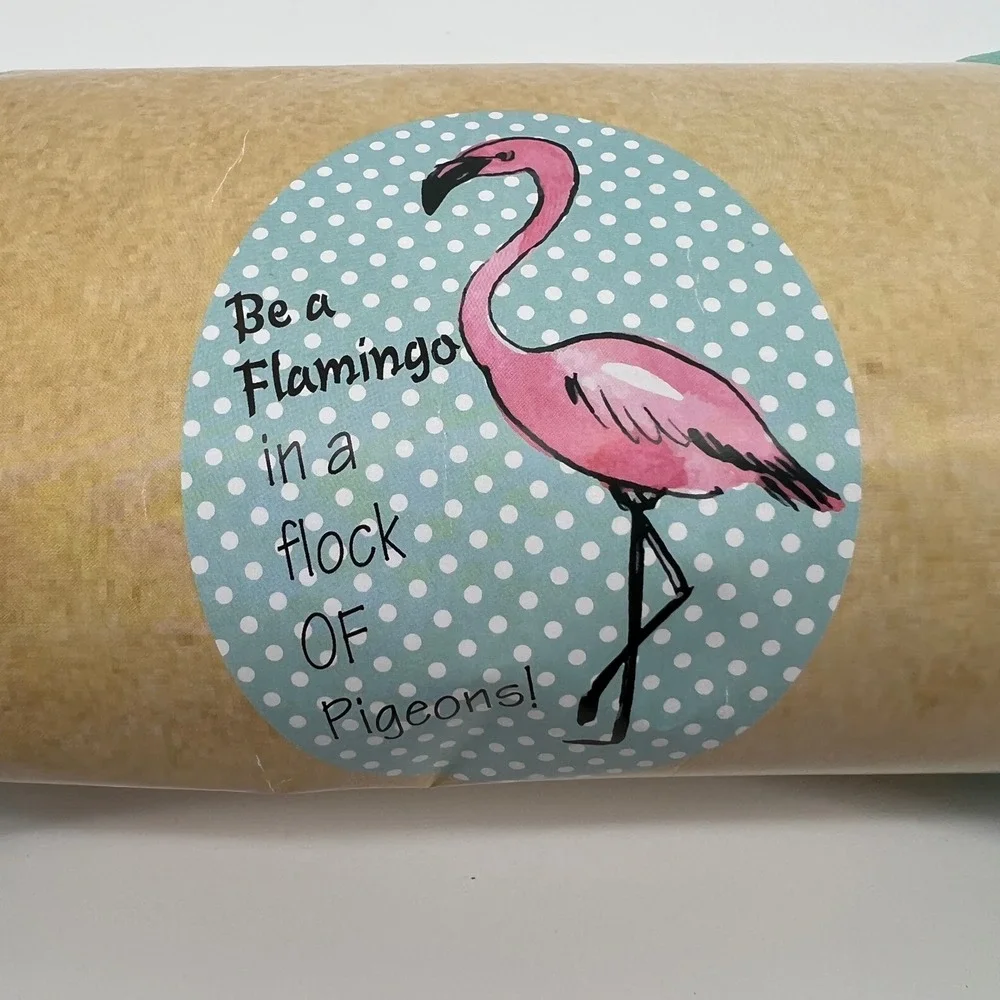 Justin & Taylor Round Beach Towel Mint Polka Dot Flamingo Pom Pom Fringe 59